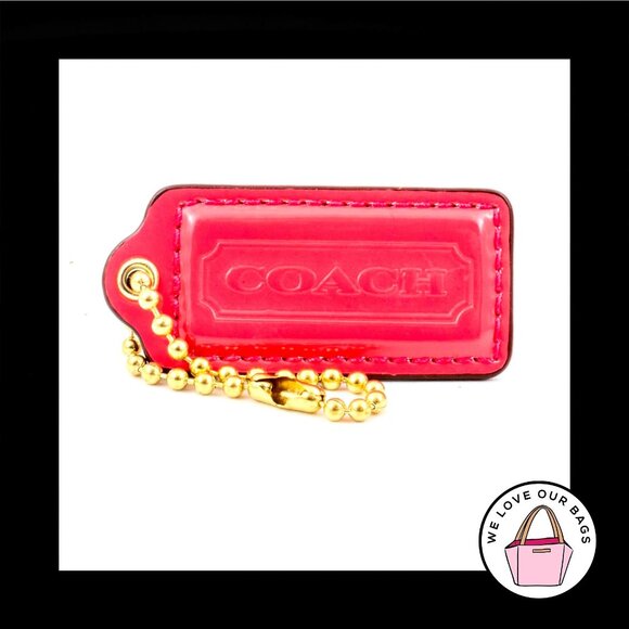 2.25" Medium COACH Pink PATENT LEATHER Brass Key Fob Bag Charm Keychain Hang Tag - Picture 1 of 1